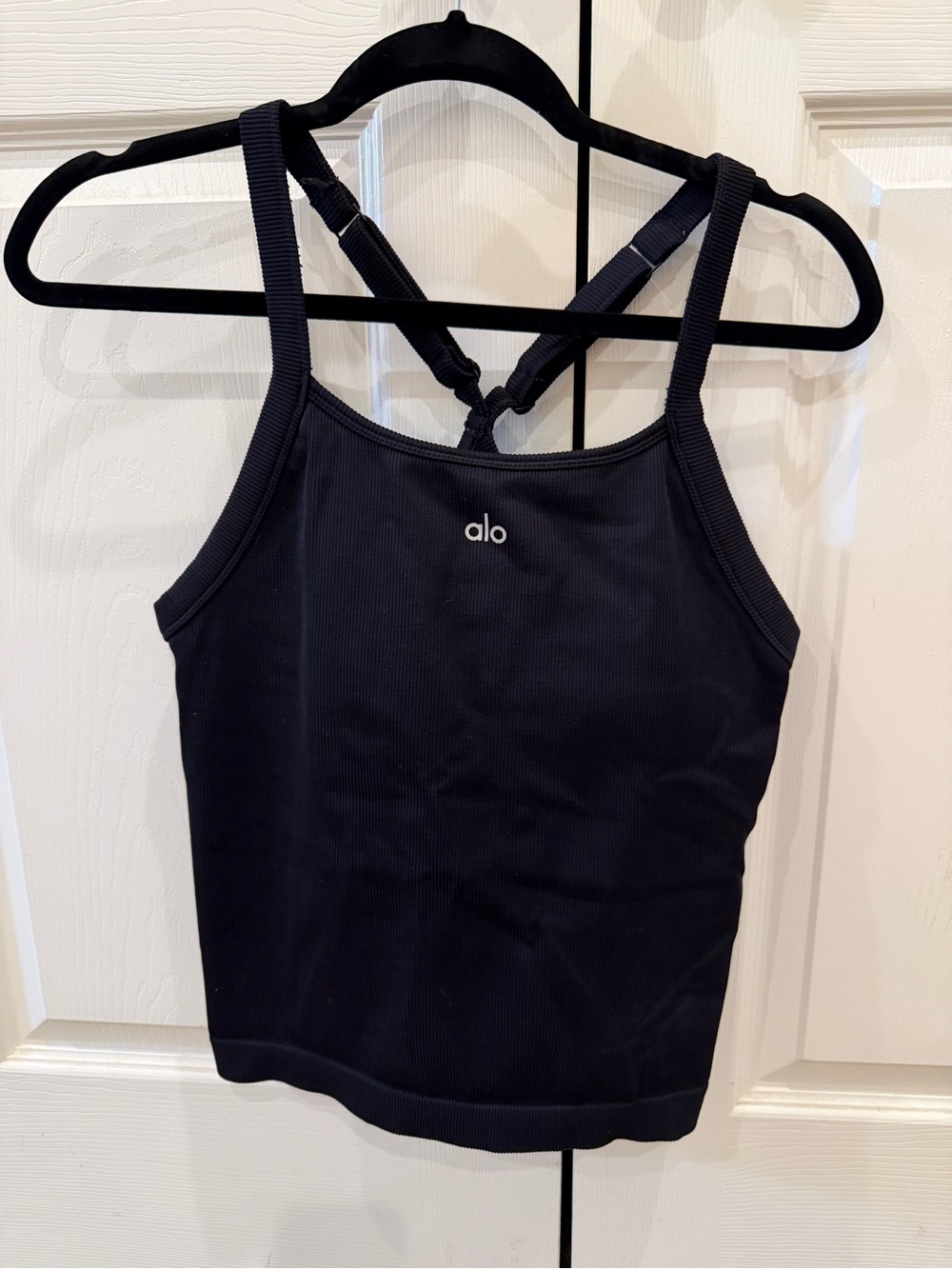 ALO Yoga Black Ribbed Strappy Tank
